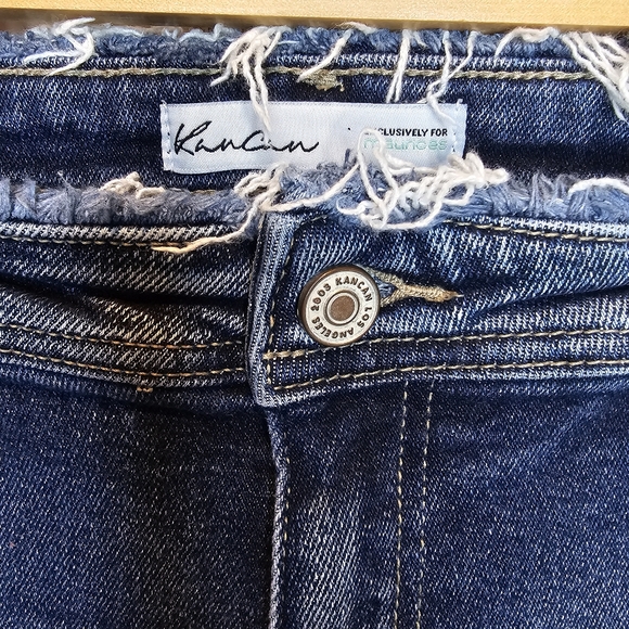 Kancan Jeans for Maurices Women's Size 32 Distressed Frayed Hem Blue Denim Ankle - Picture 4 of 16